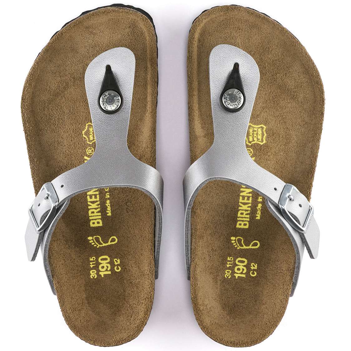 Birkenstock Gizeh Birko-Flor Boys Sandals Silver | HMV2EYLxOxd