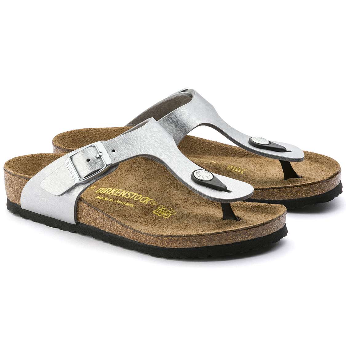 Birkenstock Gizeh Birko-Flor Boys Sandals Silver | HMV2EYLxOxd