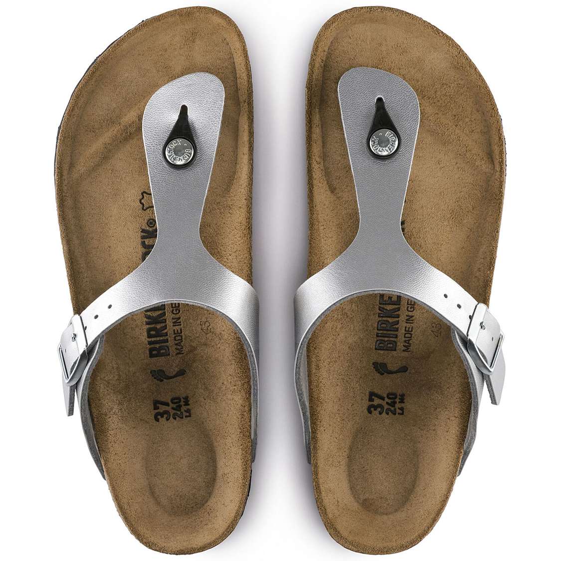 Birkenstock Gizeh Birko-Flor One Strap Sandals Silver | 1vjsgbIwSOc