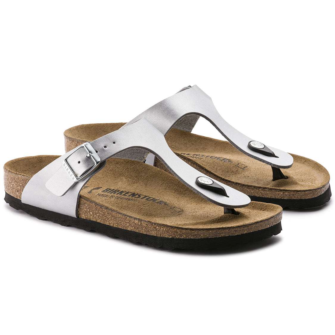 Birkenstock Gizeh Birko-Flor One Strap Sandals Silver | 1vjsgbIwSOc