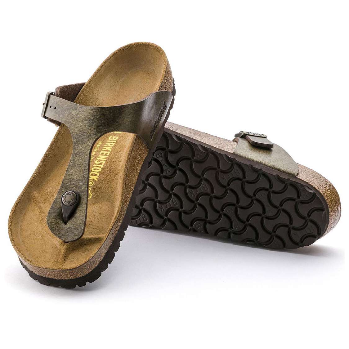 Birkenstock Gizeh Birko-Flor One Strap Sandals Gold Brown | VYbk1yKvXLZ