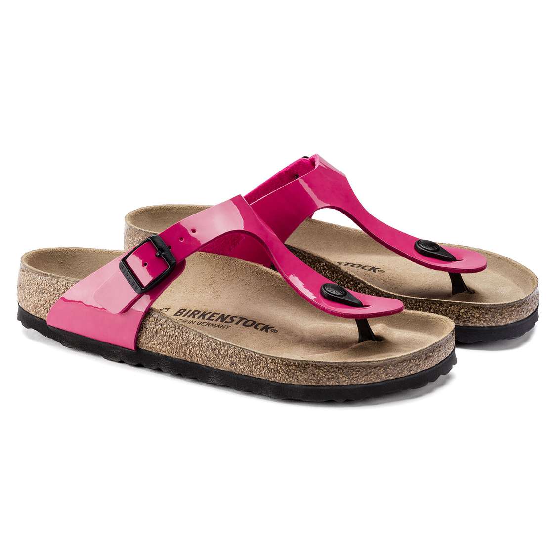 Birkenstock Gizeh Birko-Flor Patent One Strap Sandals Fuchsia | AgfcvQLjpVo