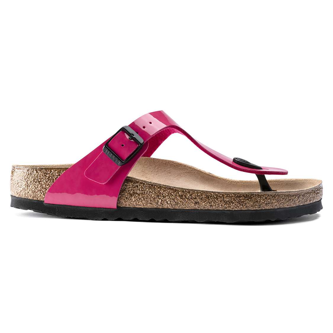 Birkenstock Gizeh Birko-Flor Patent One Strap Sandals Fuchsia | AgfcvQLjpVo