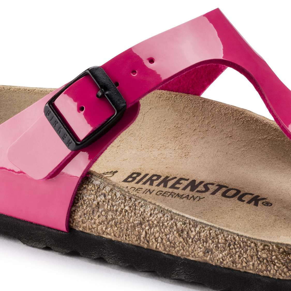 Birkenstock Gizeh Birko-Flor Patent One Strap Sandals Fuchsia | AgfcvQLjpVo