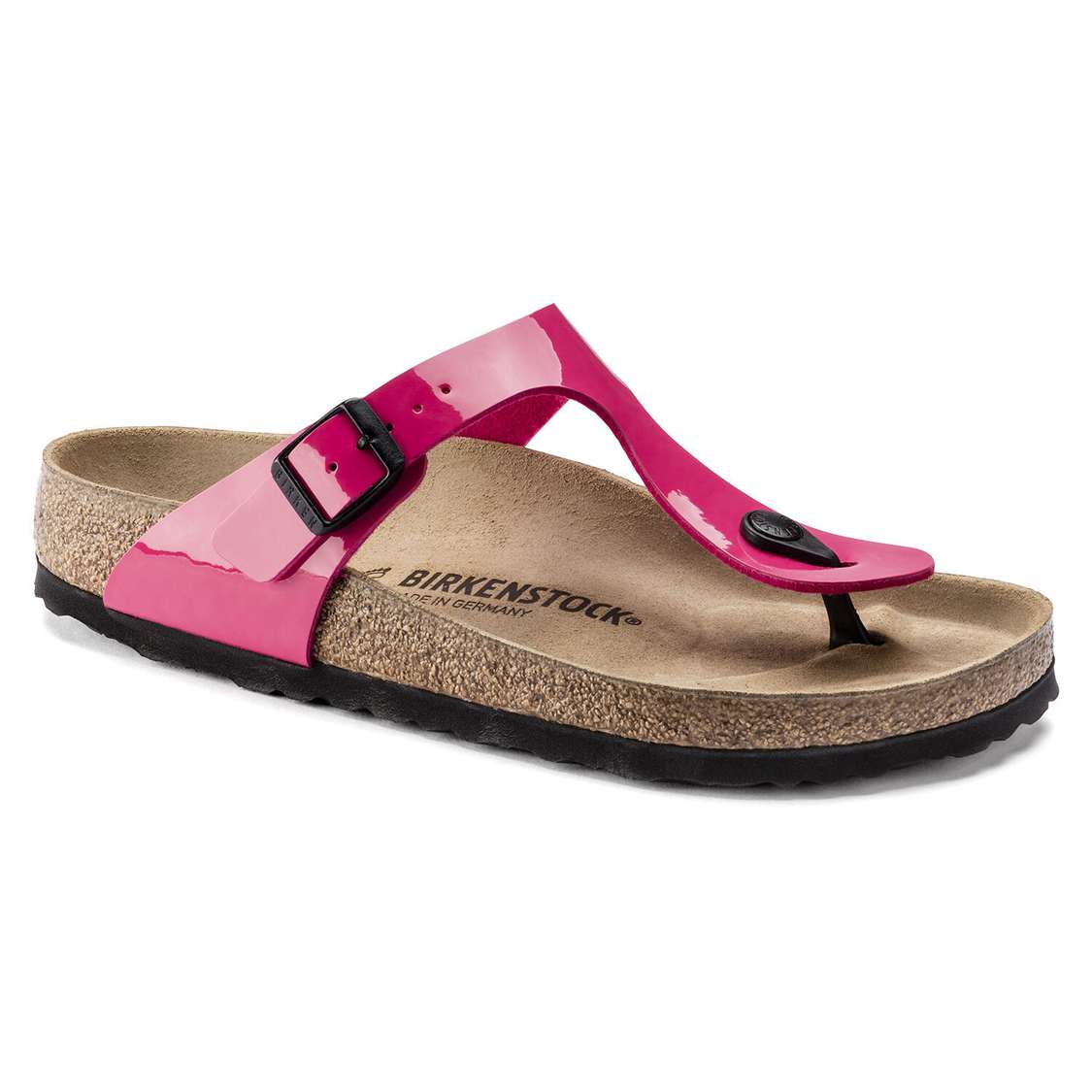 Birkenstock Gizeh Birko-Flor Patent One Strap Sandals Fuchsia | AgfcvQLjpVo