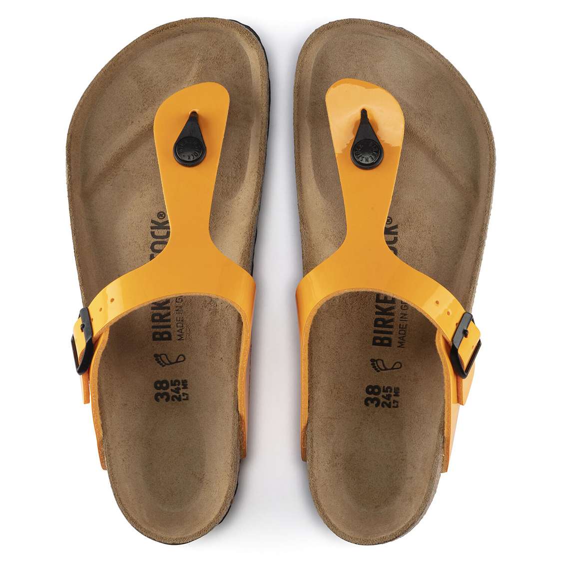 Birkenstock Gizeh Birko-Flor Patent One Strap Sandals Gold | VpY7GBDleX3