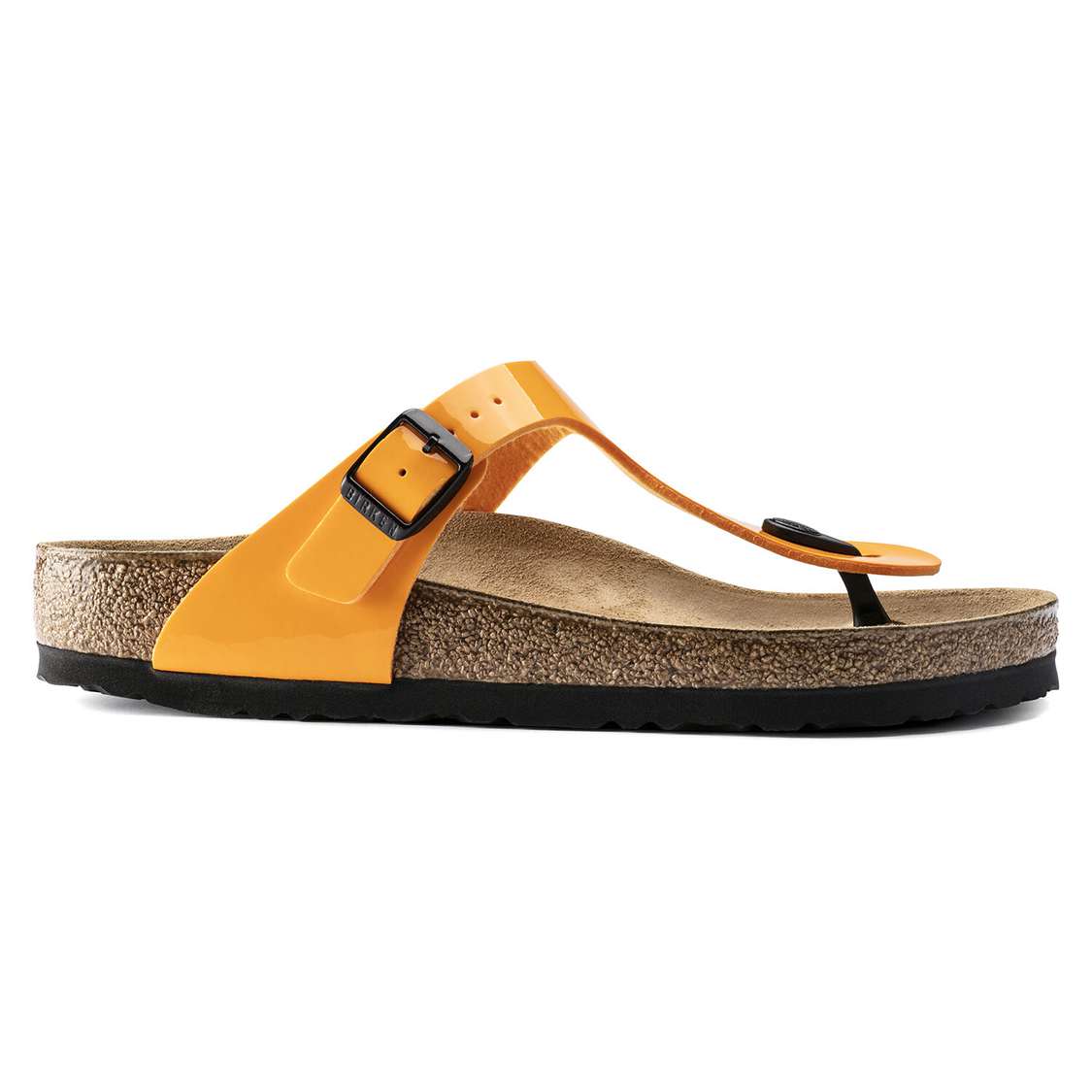 Birkenstock Gizeh Birko-Flor Patent One Strap Sandals Gold | VpY7GBDleX3