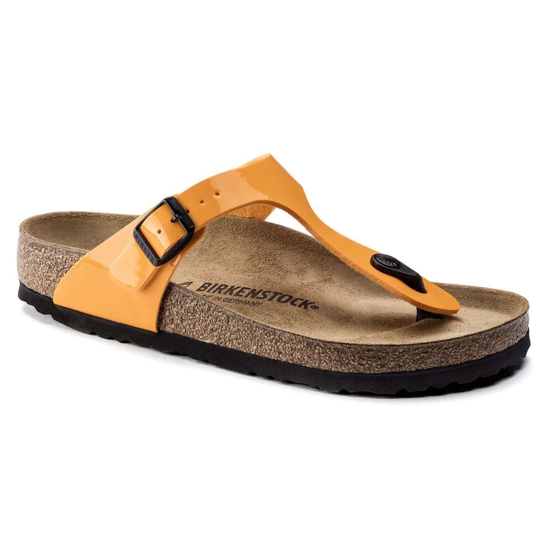 Birkenstock Gizeh Birko-Flor Patent One Strap Sandals Gold | VpY7GBDleX3