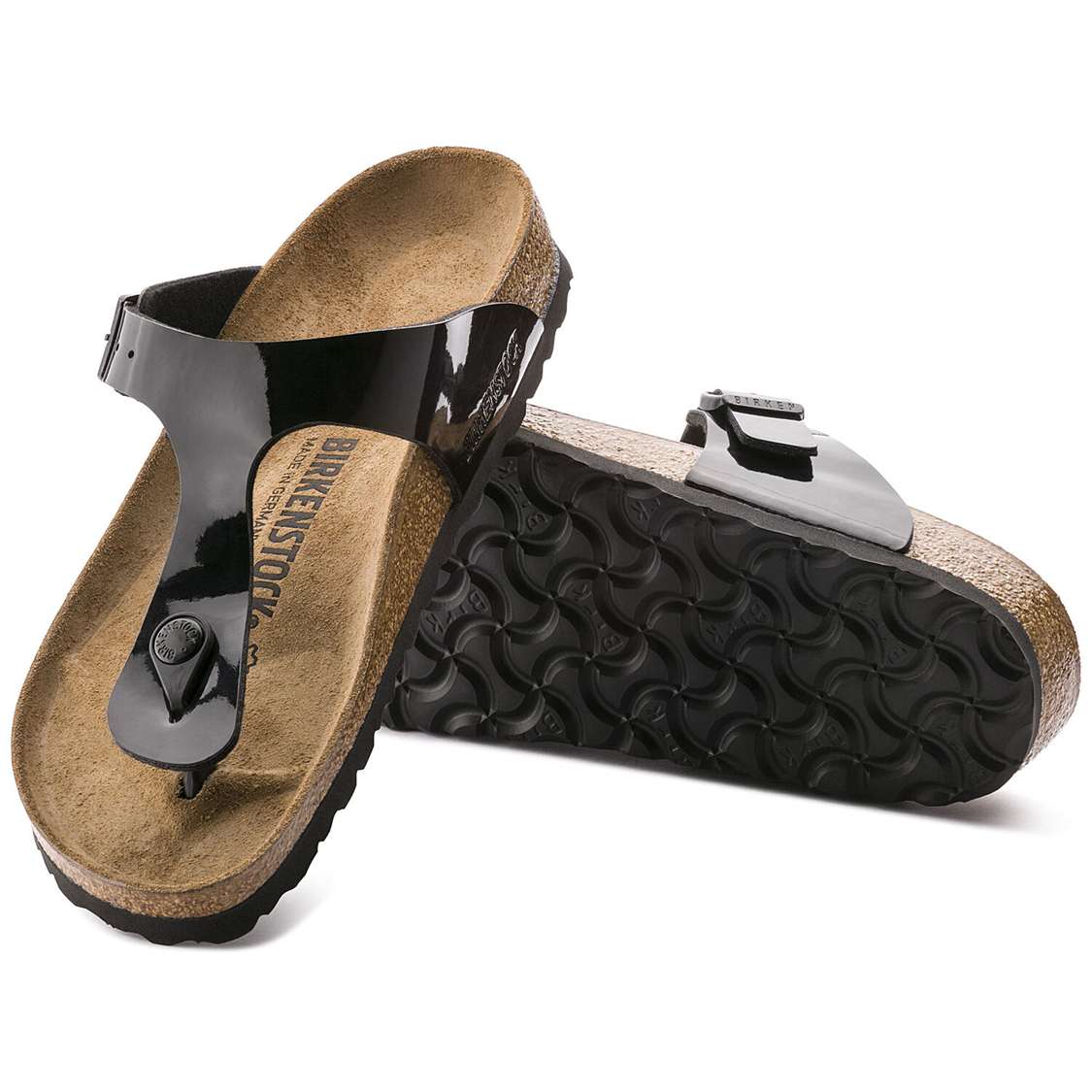 Birkenstock Gizeh Birko-Flor Patent One Strap Sandals Black | Vux9Ef8z8JI