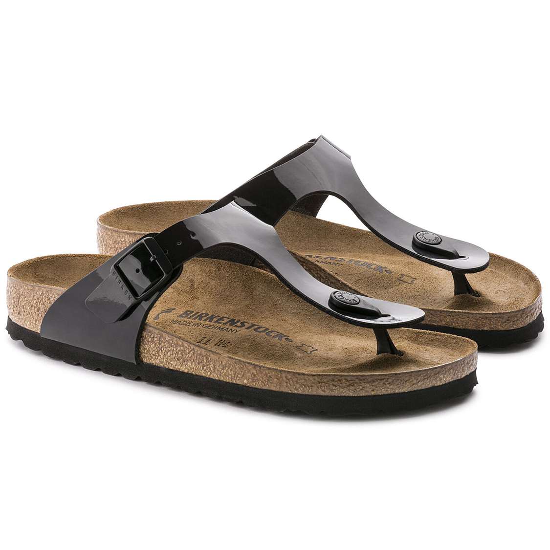 Birkenstock Gizeh Birko-Flor Patent One Strap Sandals Black | Vux9Ef8z8JI