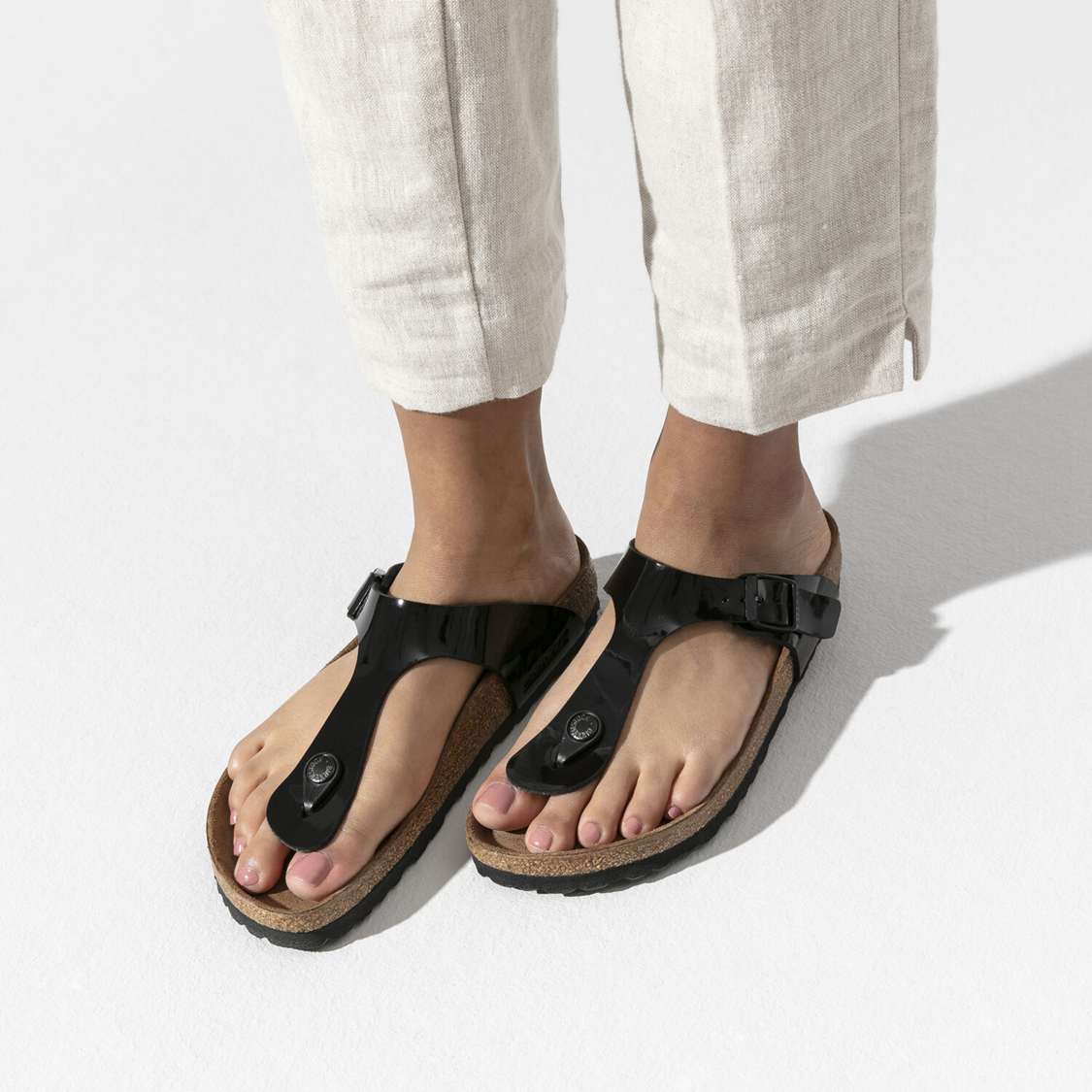 Birkenstock Gizeh Birko-Flor Patent Thong Black | 5kt5rrN6kBf