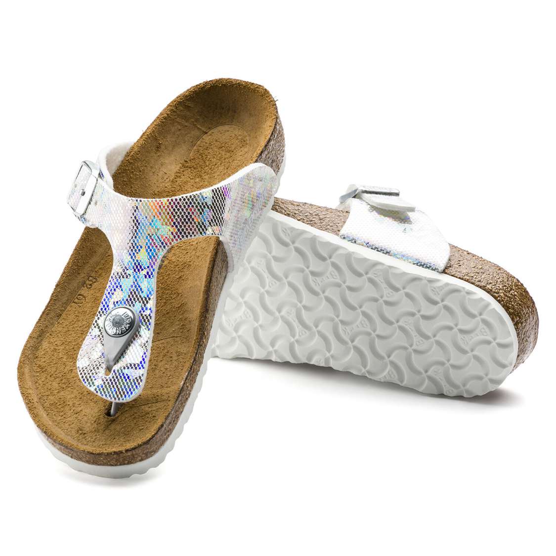 Birkenstock Gizeh Microfiber Girls Sandals Silver | gSKYfqnOdSa