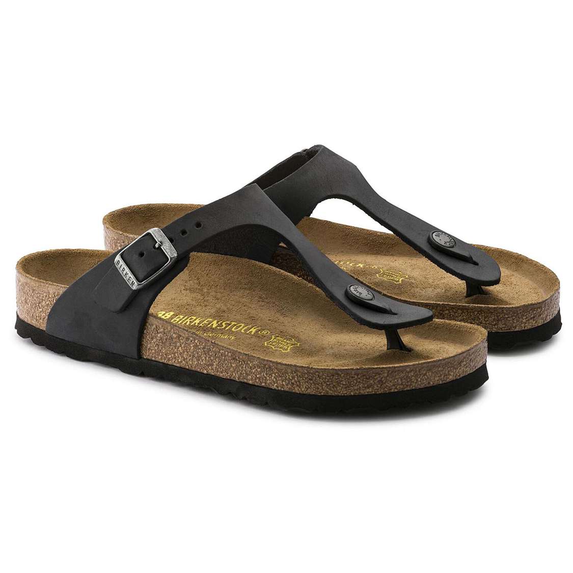 Birkenstock Gizeh Oiled Leather One Strap Sandals Black | 81cQmmwsenm