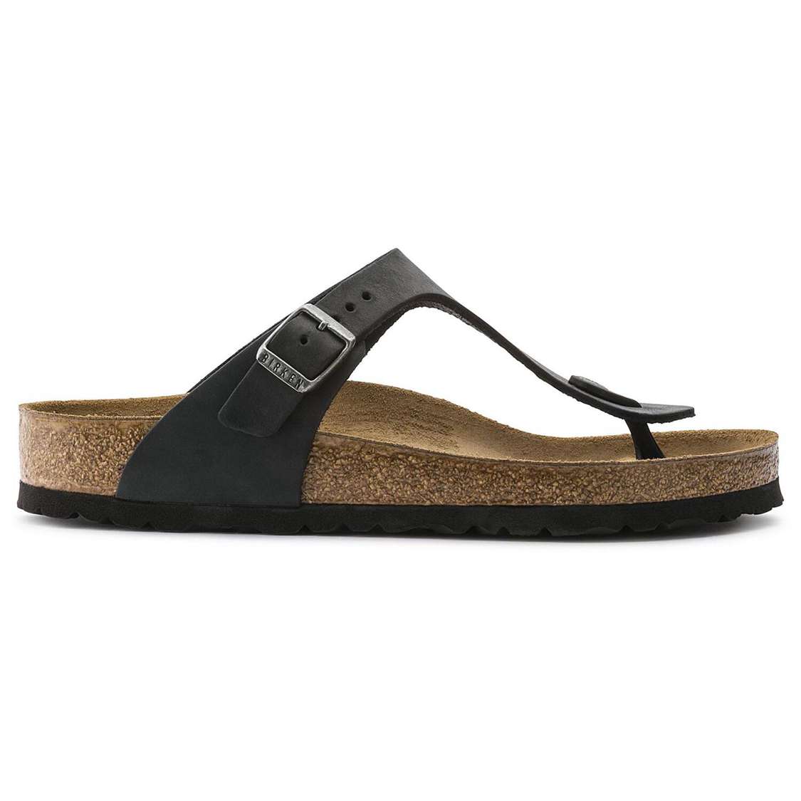 Birkenstock Gizeh Oiled Leather One Strap Sandals Black | 81cQmmwsenm