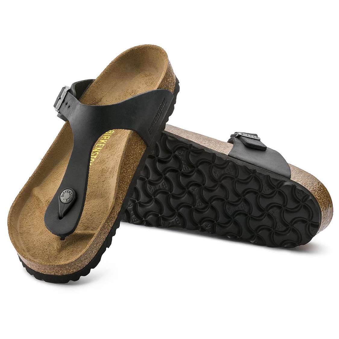 Birkenstock Gizeh Oiled Leather One Strap Sandals Black | V7efpoumeQj