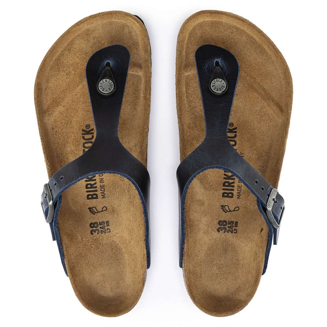 Birkenstock Gizeh Oiled Leather Thong Blue | HLPmydQPTKw