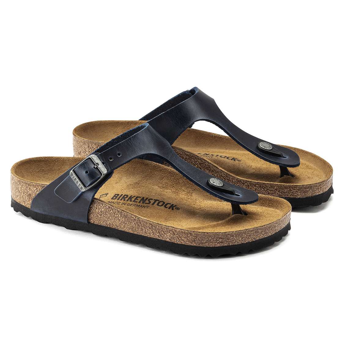 Birkenstock Gizeh Oiled Leather Thong Blue | HLPmydQPTKw