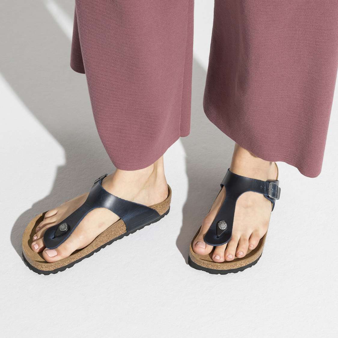 Birkenstock Gizeh Oiled Leather Thong Blue | HLPmydQPTKw