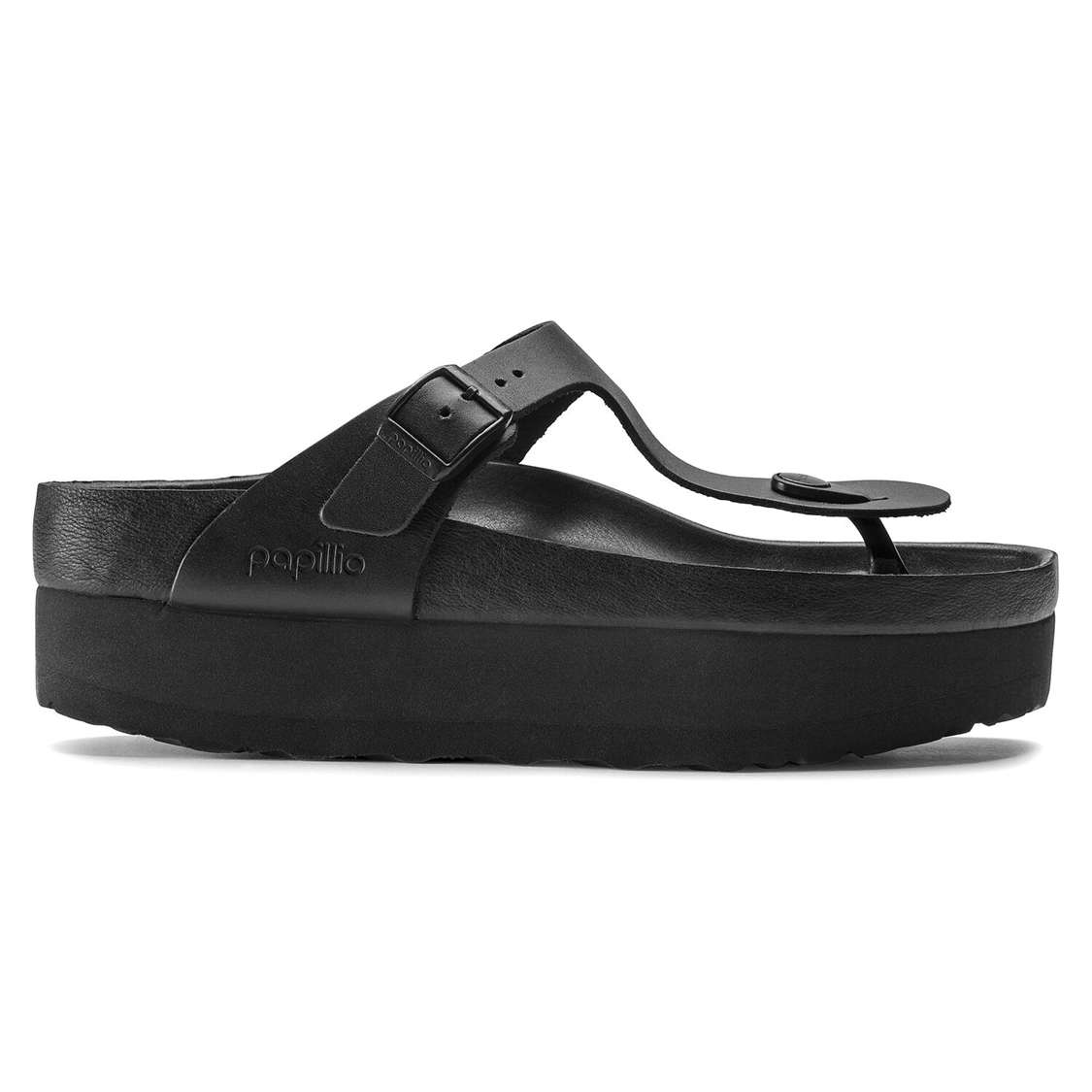 Birkenstock Gizeh Platform Leather Platforms Sandals Black | naZS7Thc1My