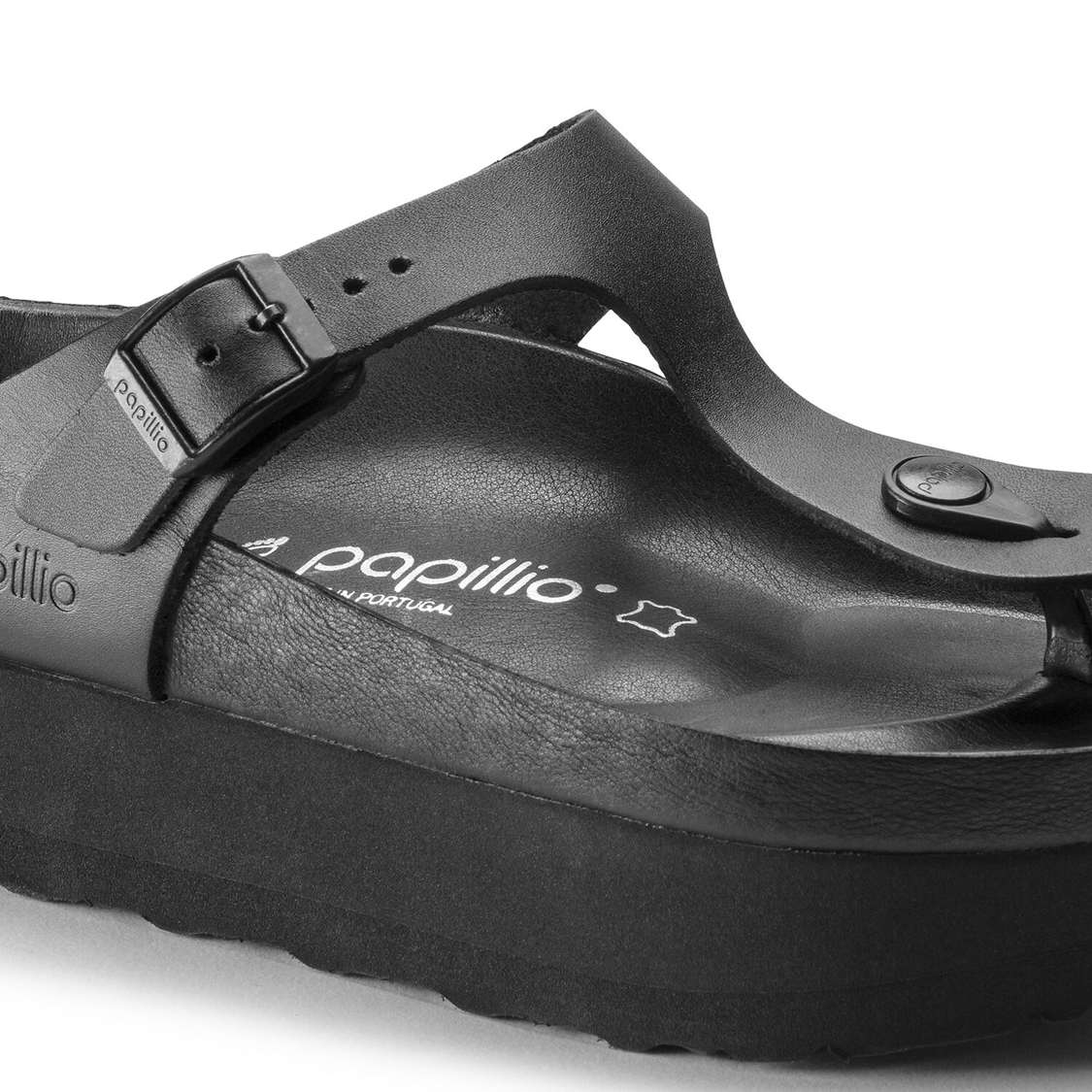 Birkenstock Gizeh Platform Leather Thong Black | ypEfPSHh5zK