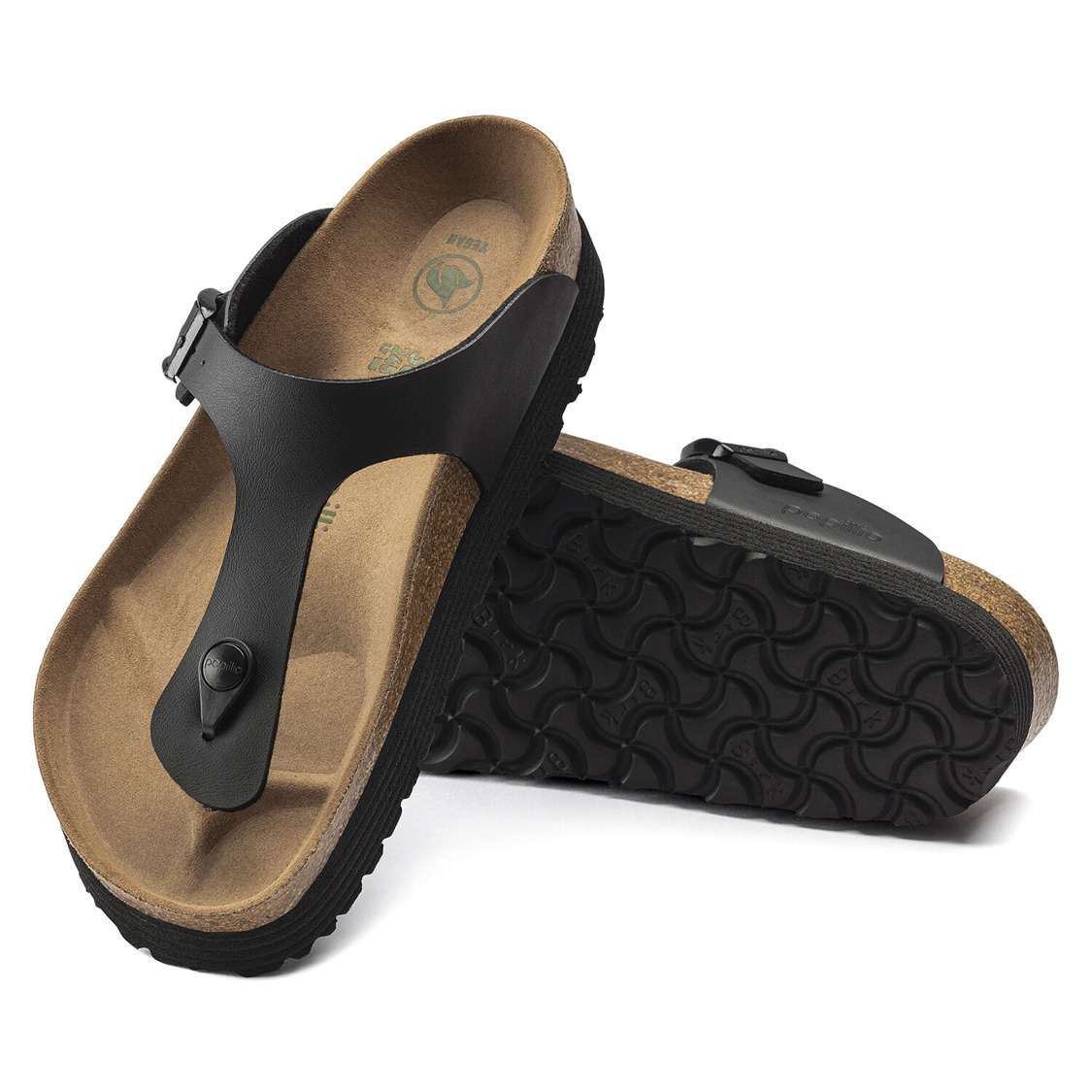 Birkenstock Gizeh Platform Vegan Birko-Flor One Strap Sandals Black | 6cjTToYMCnE