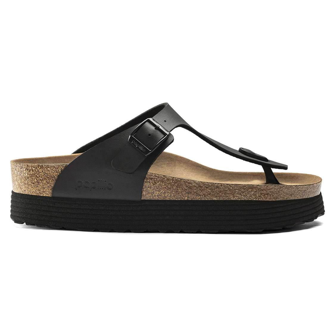 Birkenstock Gizeh Platform Vegan Birko-Flor One Strap Sandals Black | 6cjTToYMCnE