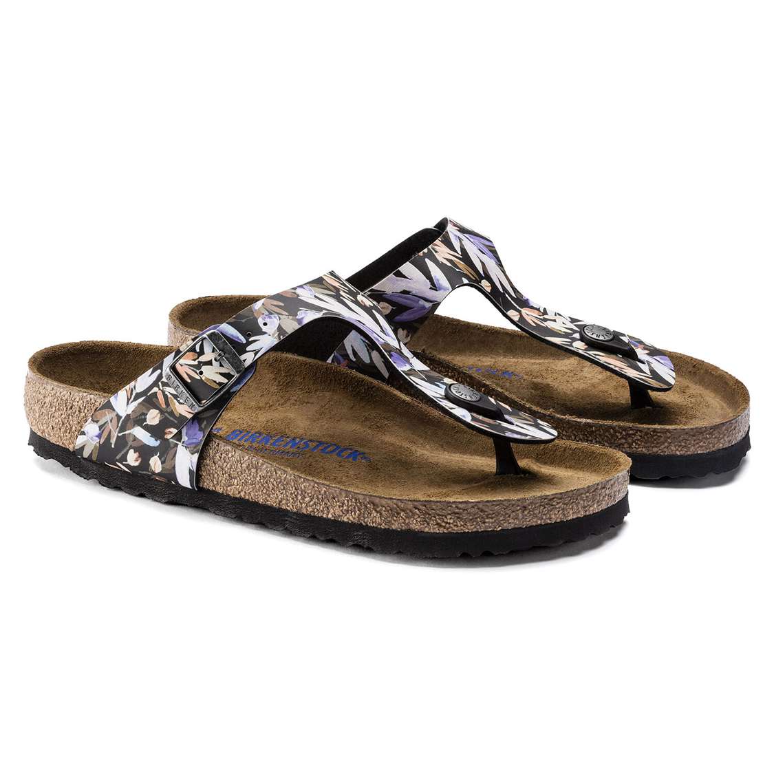 Birkenstock Gizeh Soft Footbed Birko-Flor One Strap Sandals Black | RZIFtVs8fGy