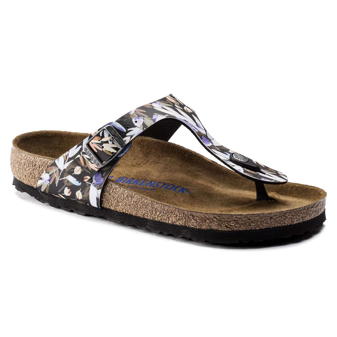 Birkenstock Gizeh Soft Footbed Birko-Flor One Strap Sandals Black | RZIFtVs8fGy