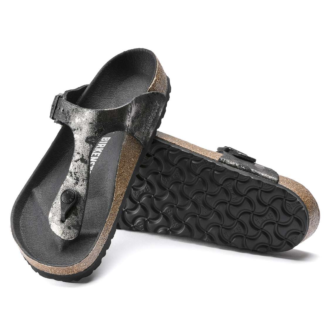 Birkenstock Gizeh Suede Leather One Strap Sandals Black | ZMHSZMNoZxc