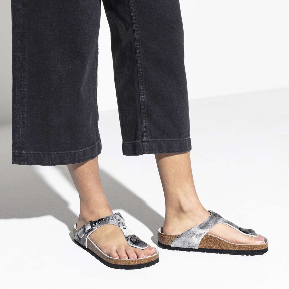 Birkenstock Gizeh Suede Leather Thong Grey Silver | YEUxJg2OW5F