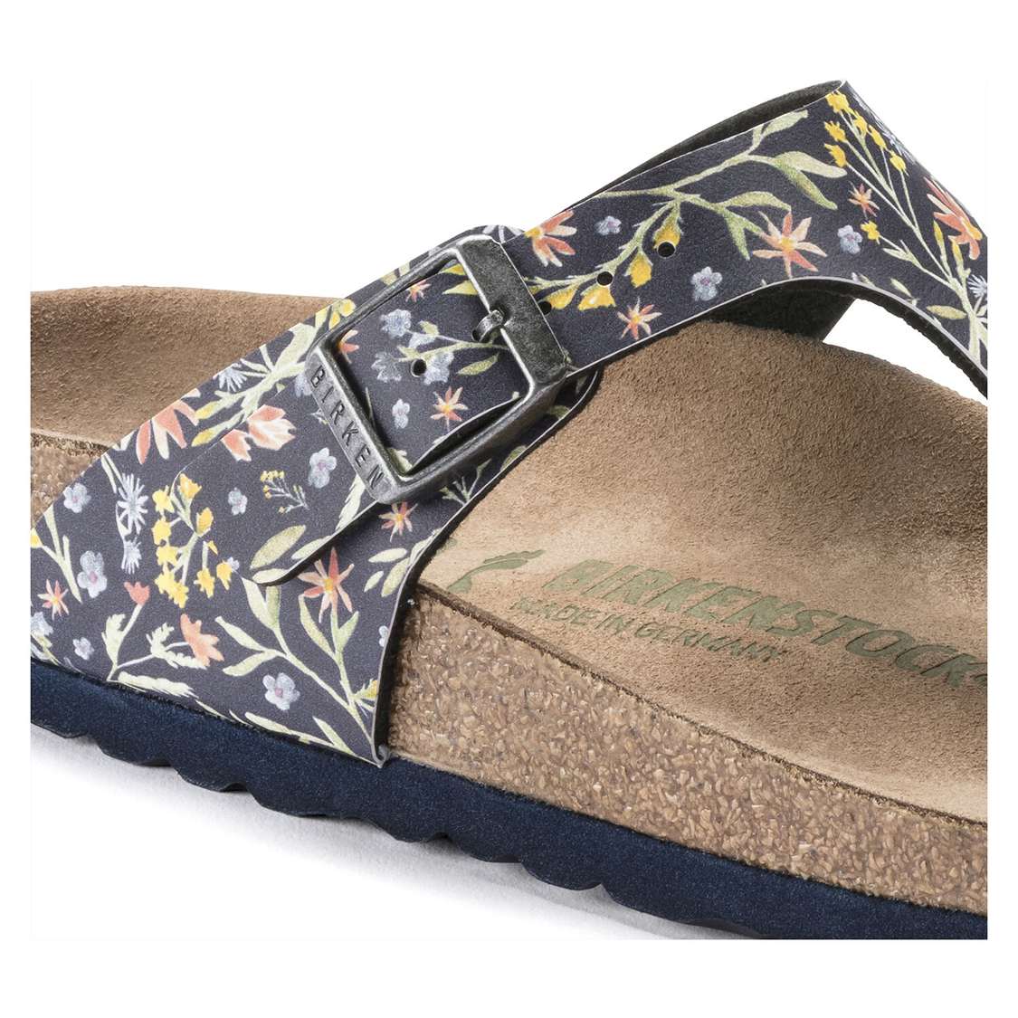 Birkenstock Gizeh Vegan Birko-Flor Thong Flower Navy | u21sBRkcbkl