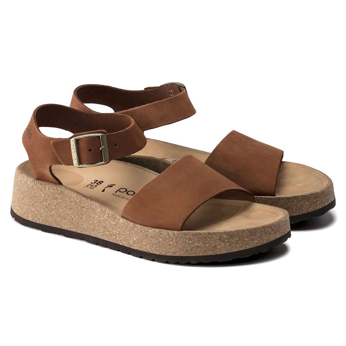 Birkenstock Glenda Nubuck Leather Back Strap Sandals Brown | FXUkUpD7Haa