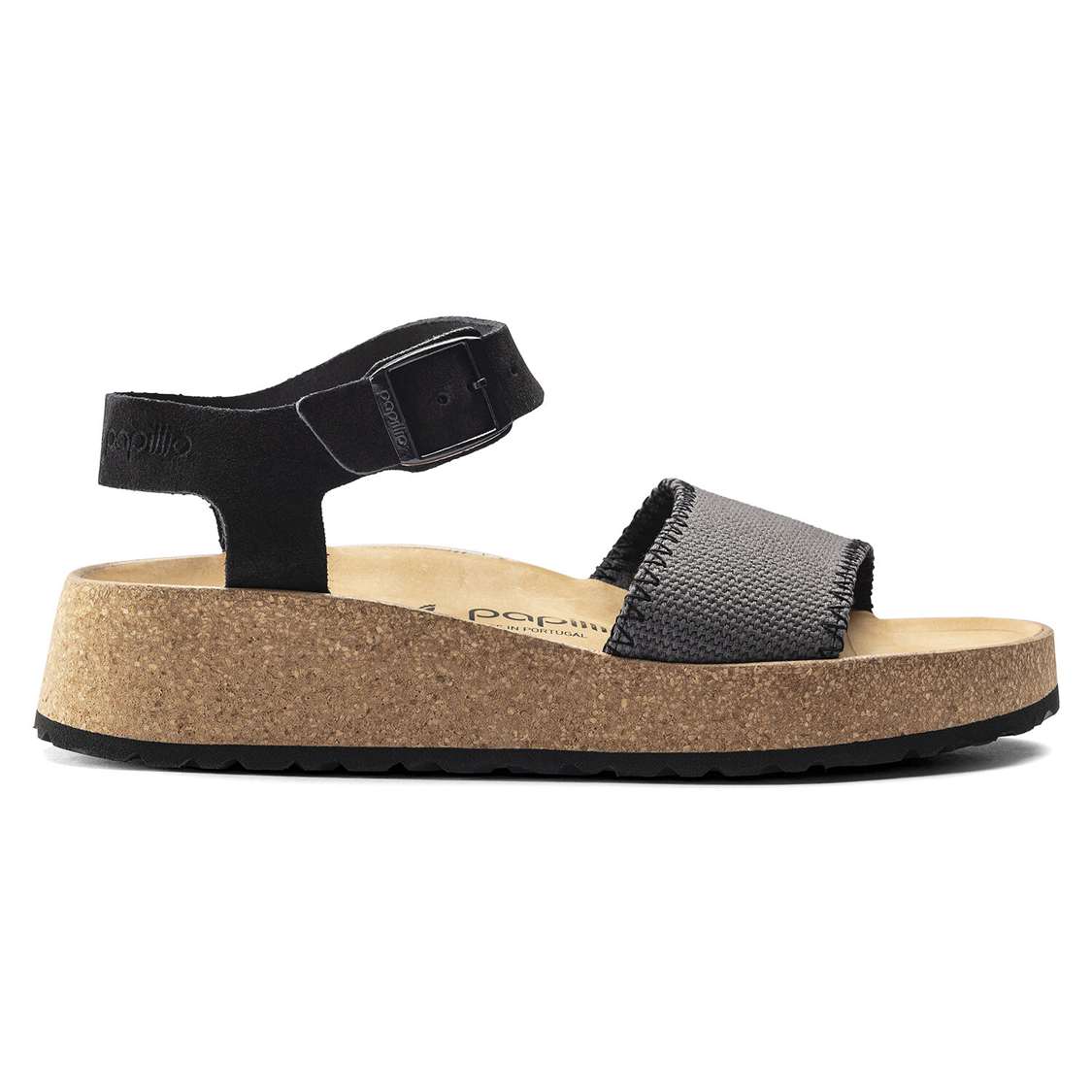 Birkenstock Glenda Suede Leather/Textile Platforms Sandals Dark Grey | aEXMotfORTK