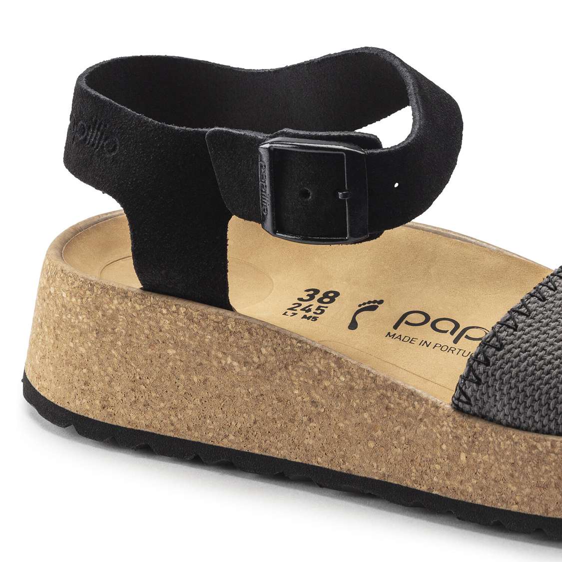 Birkenstock Glenda Suede Leather/Textile Platforms Sandals Dark Grey | aEXMotfORTK