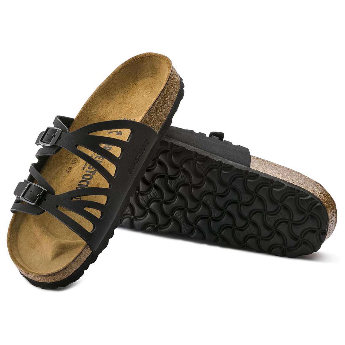 Birkenstock Granada Birkibuc Multi Strap Sandals Black | ByJpw167oUR