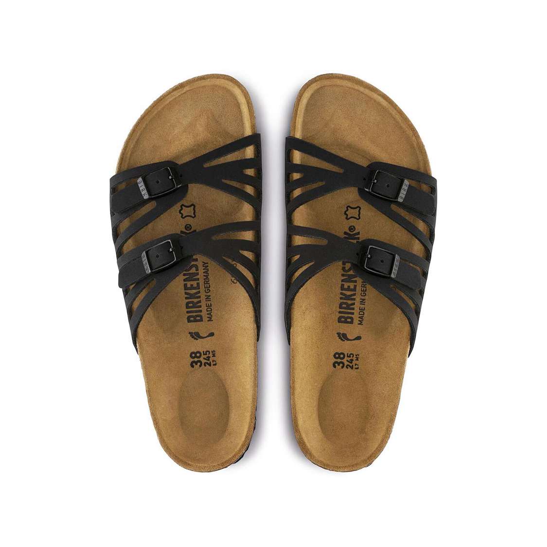 Birkenstock Granada Birkibuc Multi Strap Sandals Black | ByJpw167oUR