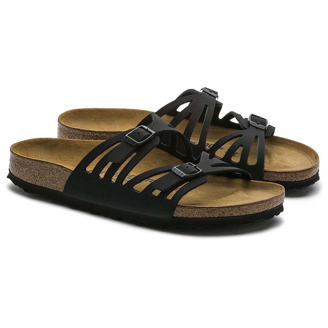 Birkenstock Granada Birkibuc Multi Strap Sandals Black | ByJpw167oUR