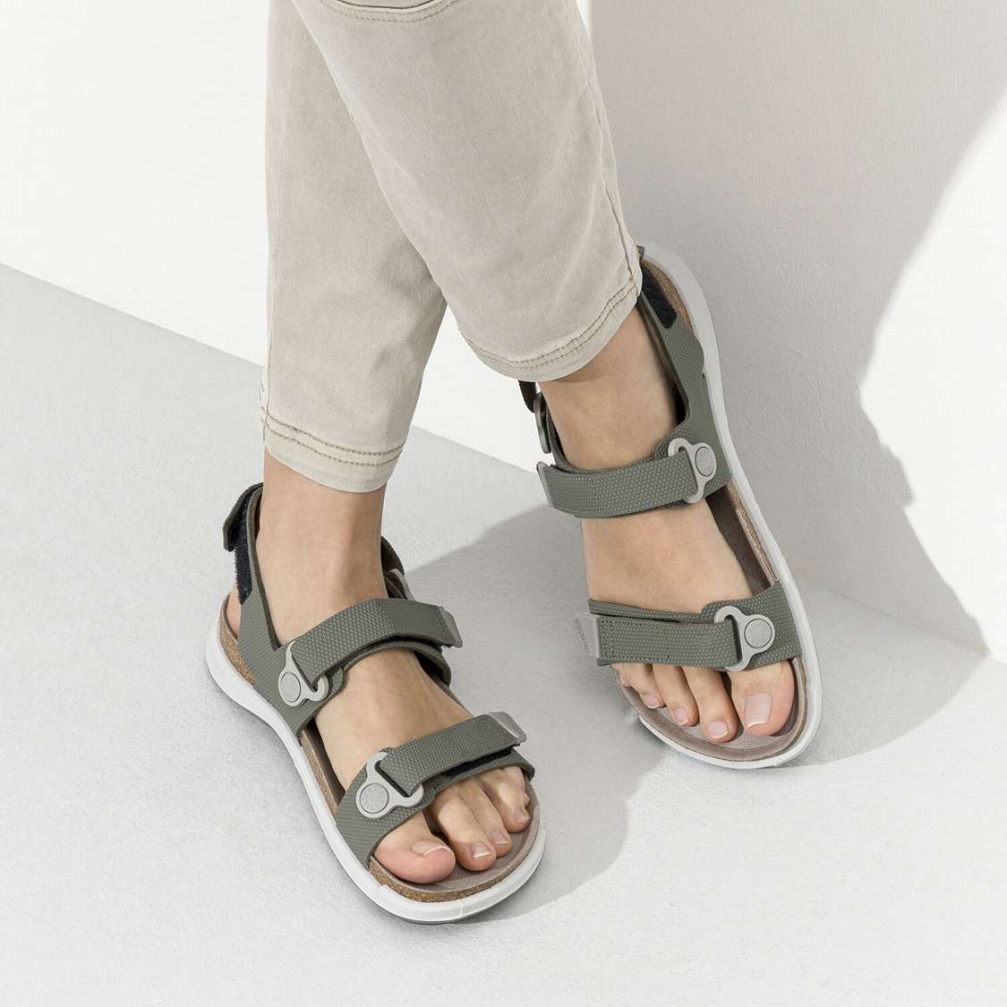 Birkenstock Kalahari Birko-Flor Back Strap Sandals Khaki | aHAHqgK684O