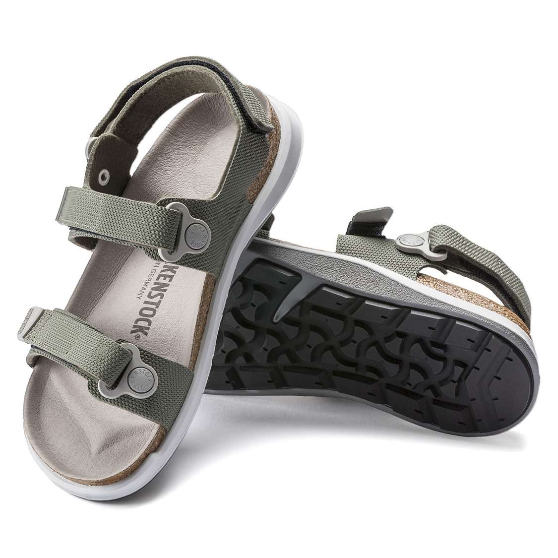 Birkenstock Kalahari Birko-Flor Two Strap Sandals Khaki | iEYS6JLboGy