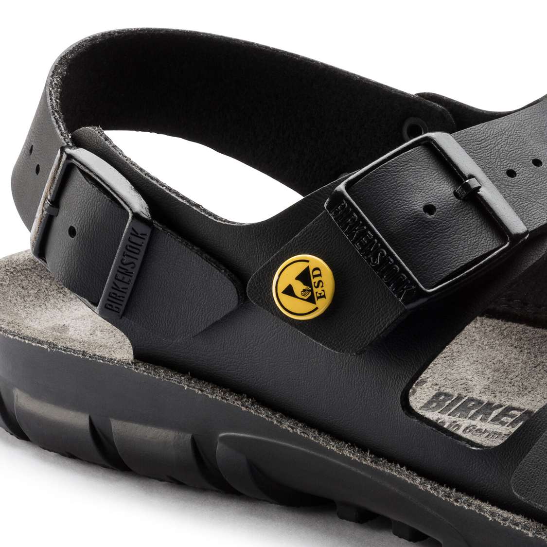 Birkenstock Kano ESD Birko-Flor Back Strap Sandals Black | YKr8EgPIrTB