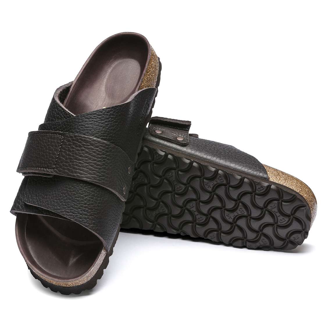 Birkenstock Kyoto Nubuck Leather One Strap Sandals Black | WCxxMIBHWQs