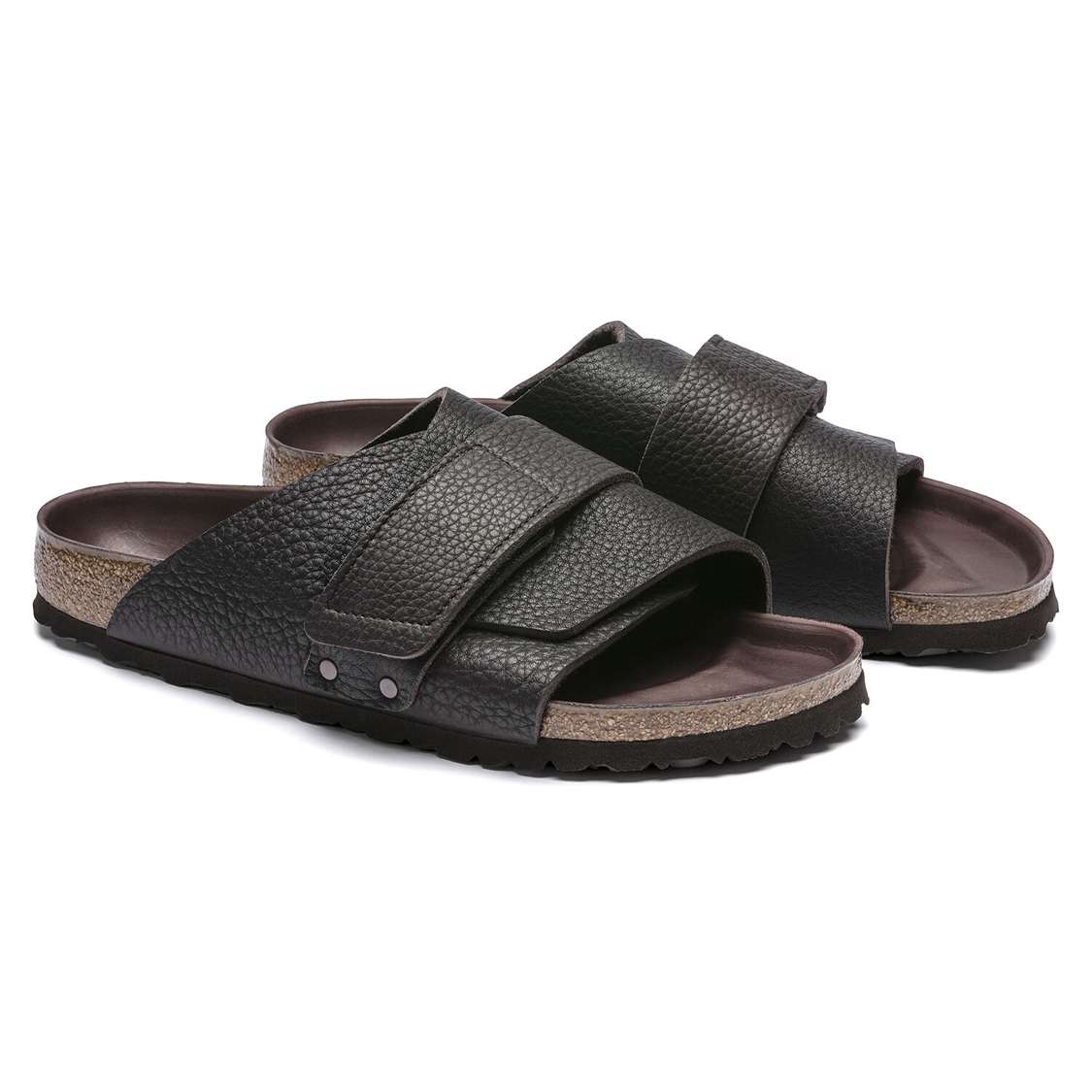 Birkenstock Kyoto Nubuck Leather One Strap Sandals Black | WCxxMIBHWQs