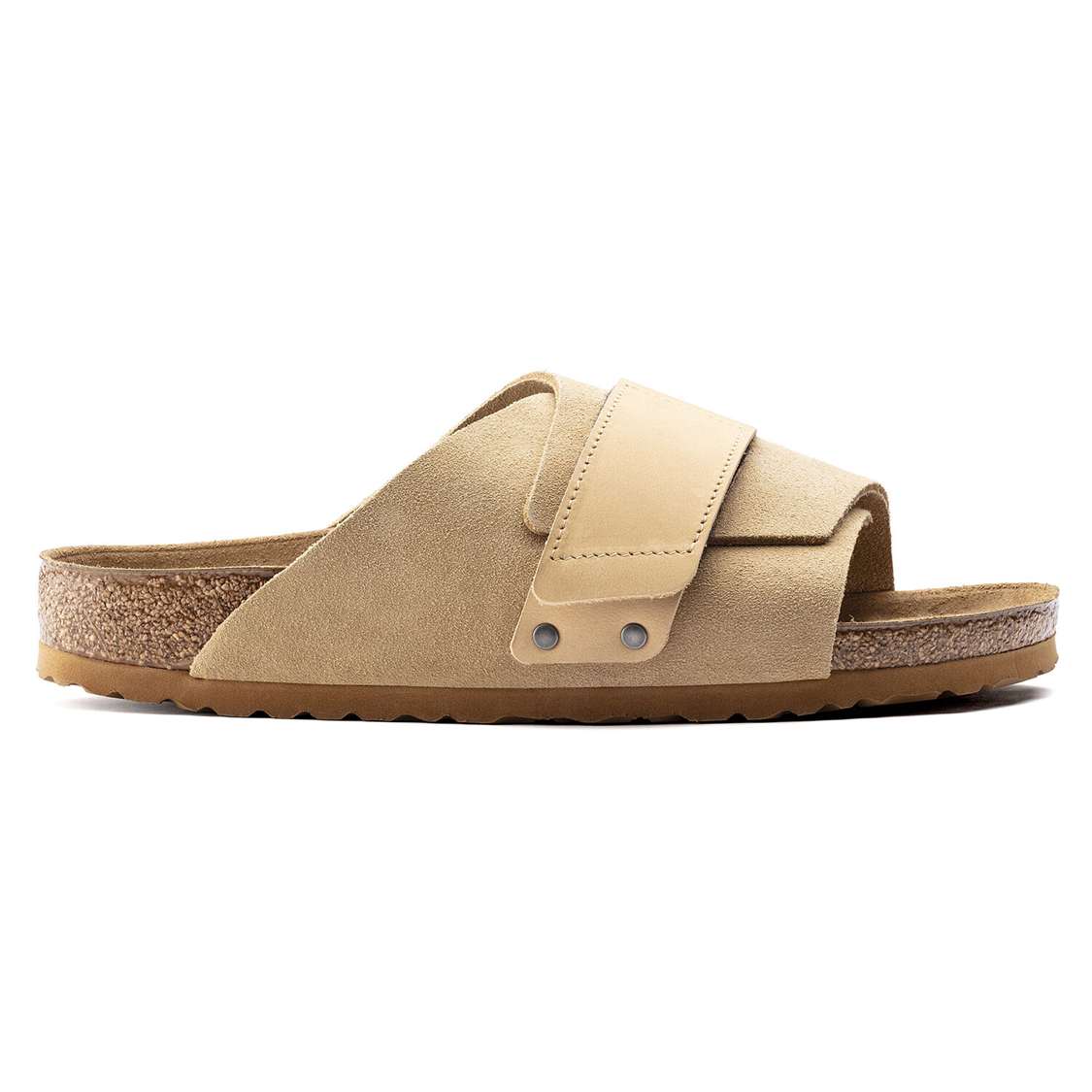 Birkenstock Kyoto Nubuck/Suede Leather One Strap Sandals Brown | 8wwrMbk3BTR