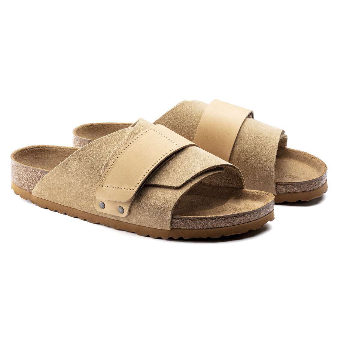 Birkenstock Kyoto Nubuck/Suede Leather Two Strap Sandals Brown | GG92ZqI7Xxs