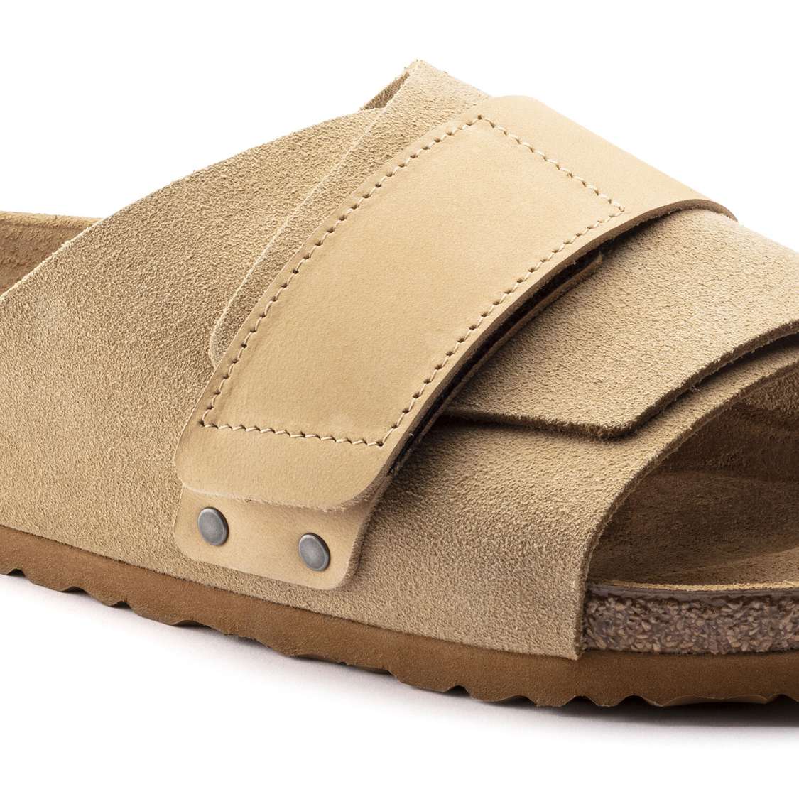 Birkenstock Kyoto Nubuck/Suede Leather Two Strap Sandals Brown | IDfQQJzbmsp