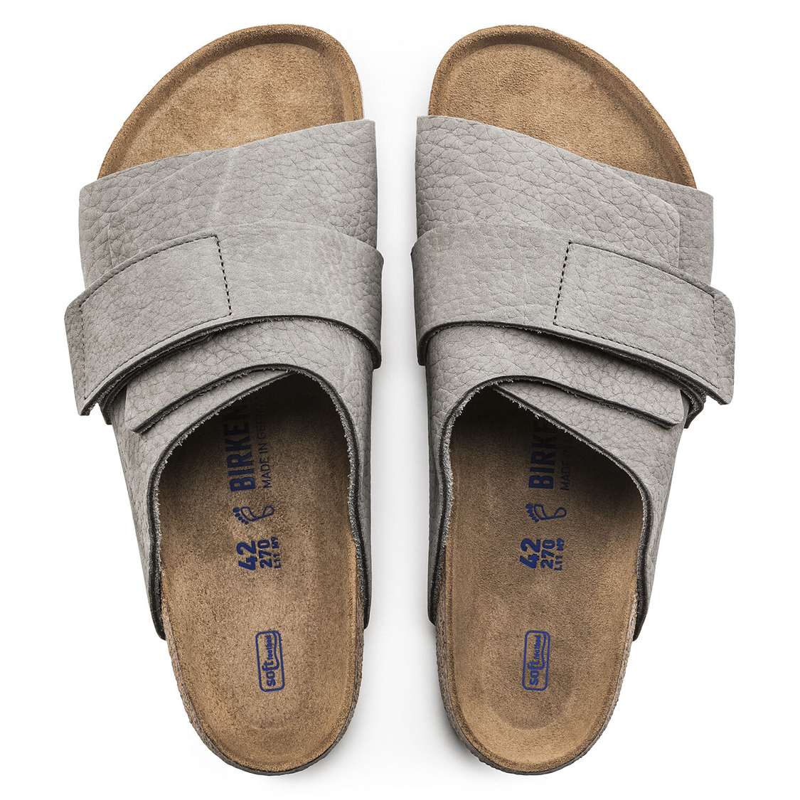 Birkenstock Kyoto Soft Footbed Nubuck Leather One Strap Sandals Grey | n9EtjyArhdF