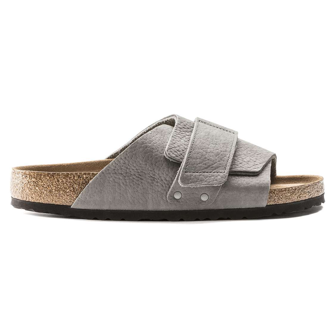 Birkenstock Kyoto Soft Footbed Nubuck Leather One Strap Sandals Grey | n9EtjyArhdF