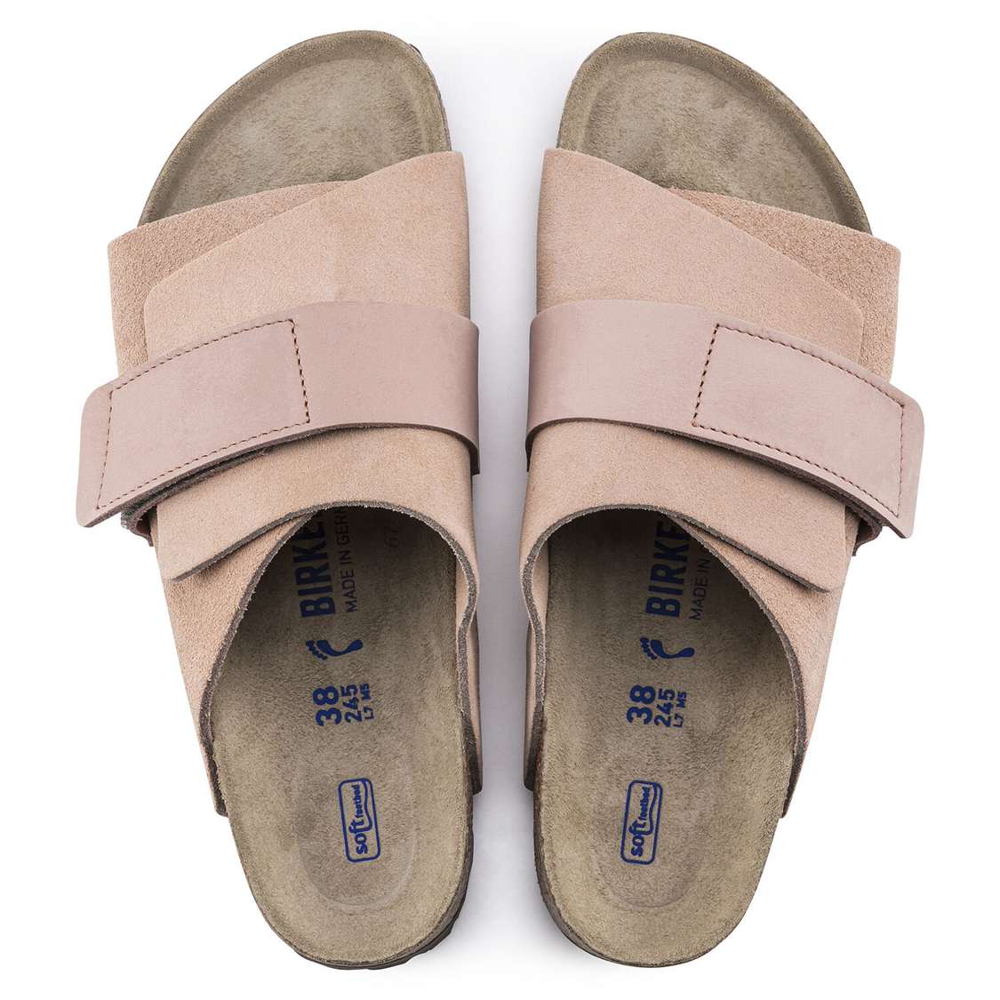 Birkenstock Kyoto Soft Footbed Nubuck/Suede Leather One Strap Sandals Pink | ATvNGB1RlTU