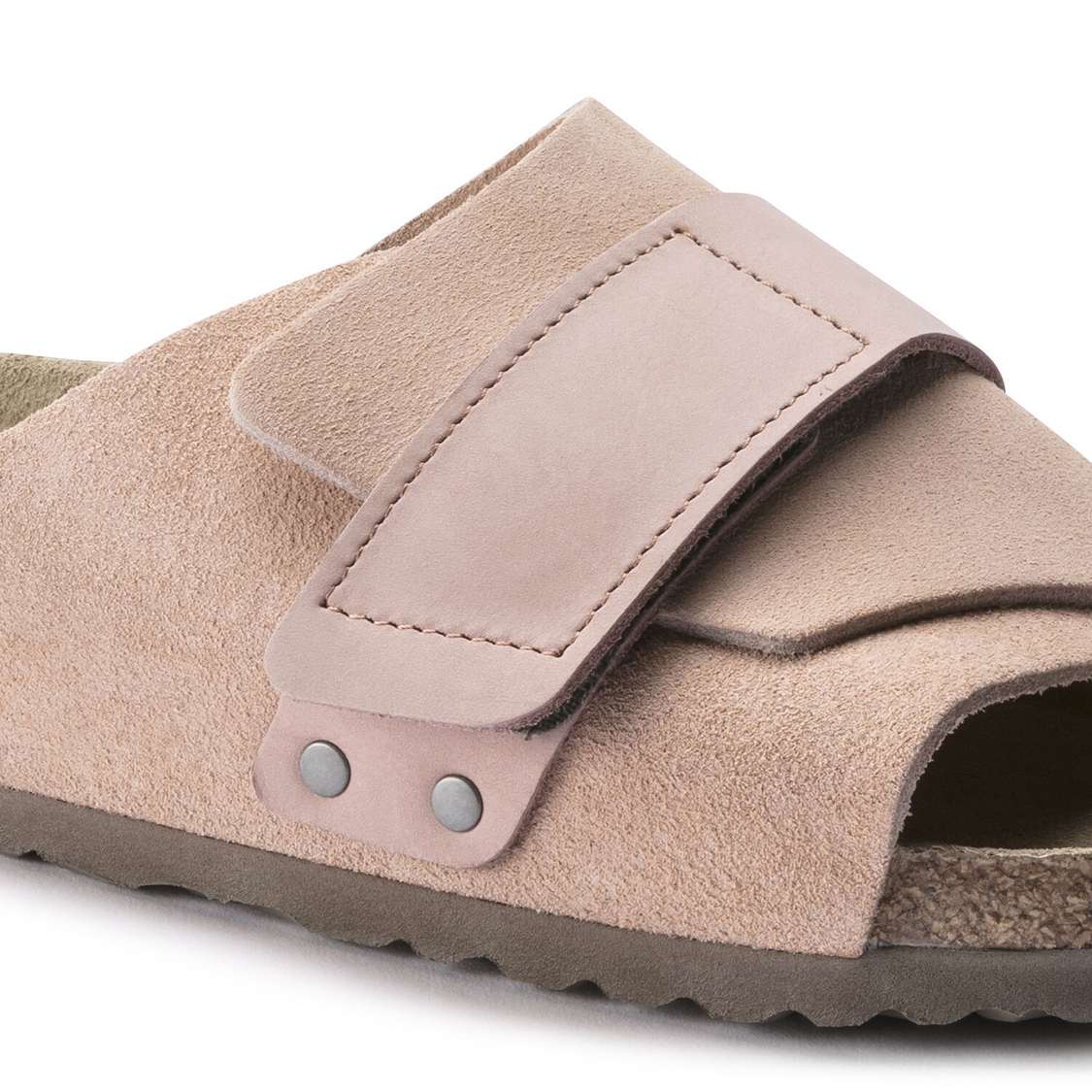 Birkenstock Kyoto Soft Footbed Nubuck/Suede Leather One Strap Sandals Pink | ATvNGB1RlTU