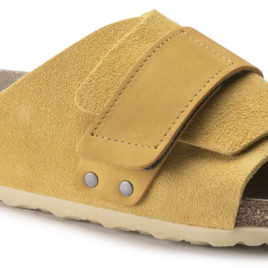 Birkenstock Kyoto Soft Footbed Nubuck/Suede Leather One Strap Sandals Yellow | YZQ8JZDa5Hj